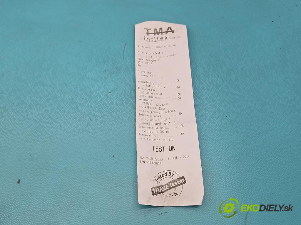 Lexus NX I 2014-2021 2.0 T 238HP automatic 175 kW 1998 cm3 5- Alternator 27060-36100 (Alternátor)