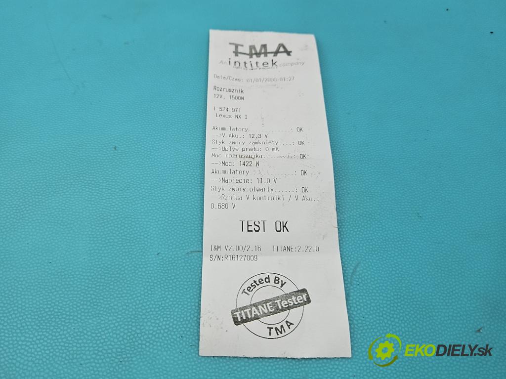 Lexus NX I 2014-2021 2.0 T 238HP automatic 175 kW 1998 cm3 5- štartér 28100-28072 (Štartér)