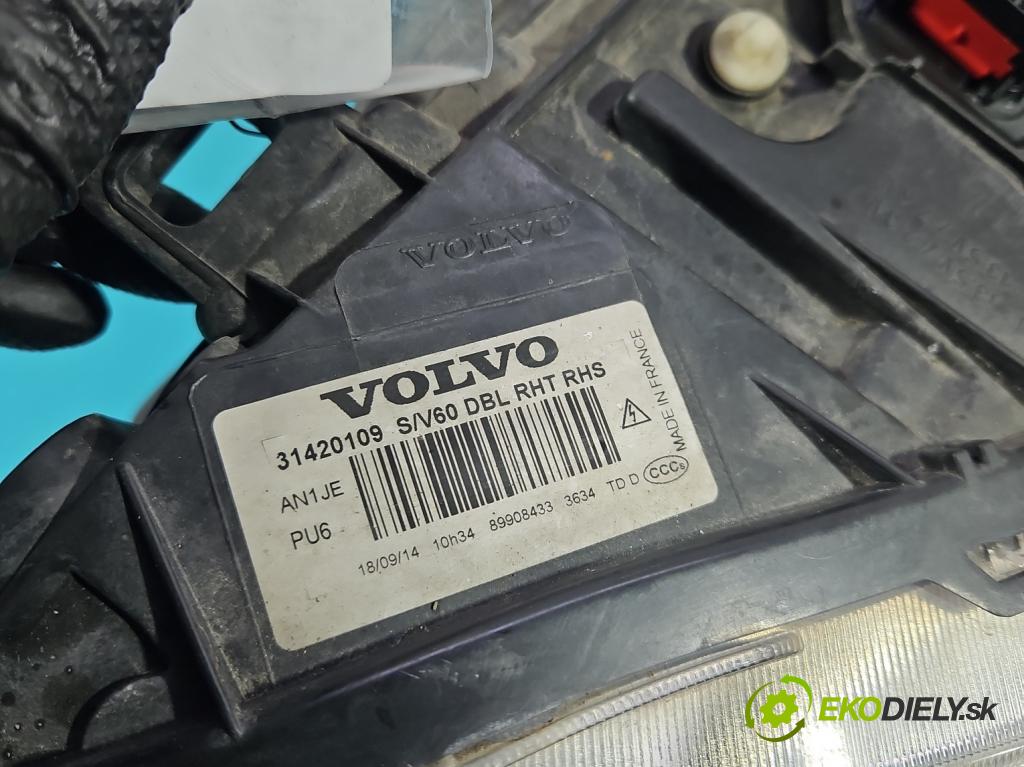 Volvo S60 II 2010-2018 2.0 D4 181KM automatic 133 kW 1969 cm3 4- Reflektor: pravý 31420109 (Svetlo predné pravé)