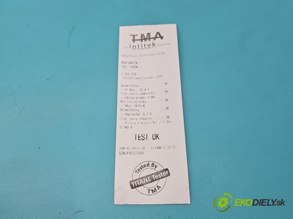 Toyota Land Cruiser J120 2002-2010 3.0 D4D 166 hp automatic 122 kW 2982 cm3 5- startér: 28100-30070 (Startér)