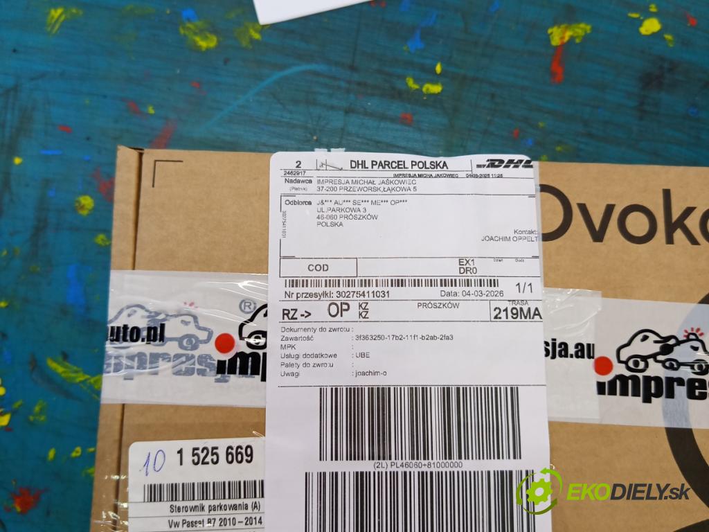 Vw Passat B7 2010-2014 2.0 TSI 211KM automatic 155 kW 1984 cm3 5- riadiaca jednotka parkovaní: 3AA919475D