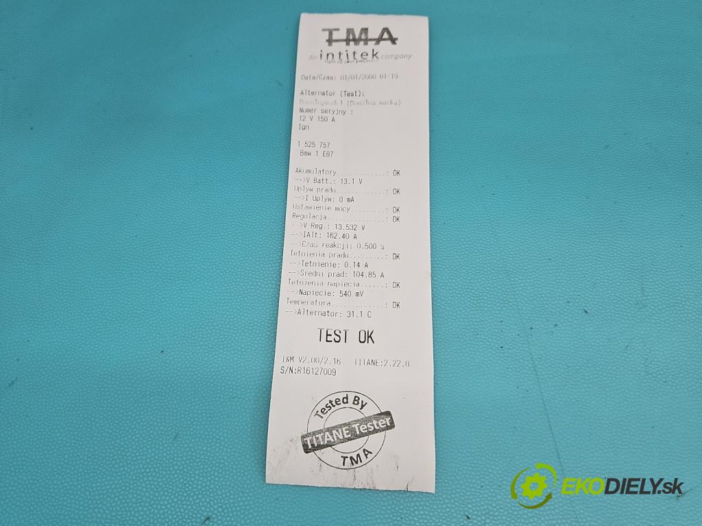 Bmw 1 E87 2004-2011 2.0d 122 HP manual 90 kW 1995 cm3 5- Alternator 7799180 (Alternátor)