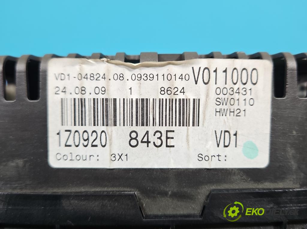 Skoda Octavia II 2004-2013 2.0 TDI 170 HP manual 125 kW 1968 cm3 5- prístrojovka/ budíky 1Z0920843E (Prístrojová doska)