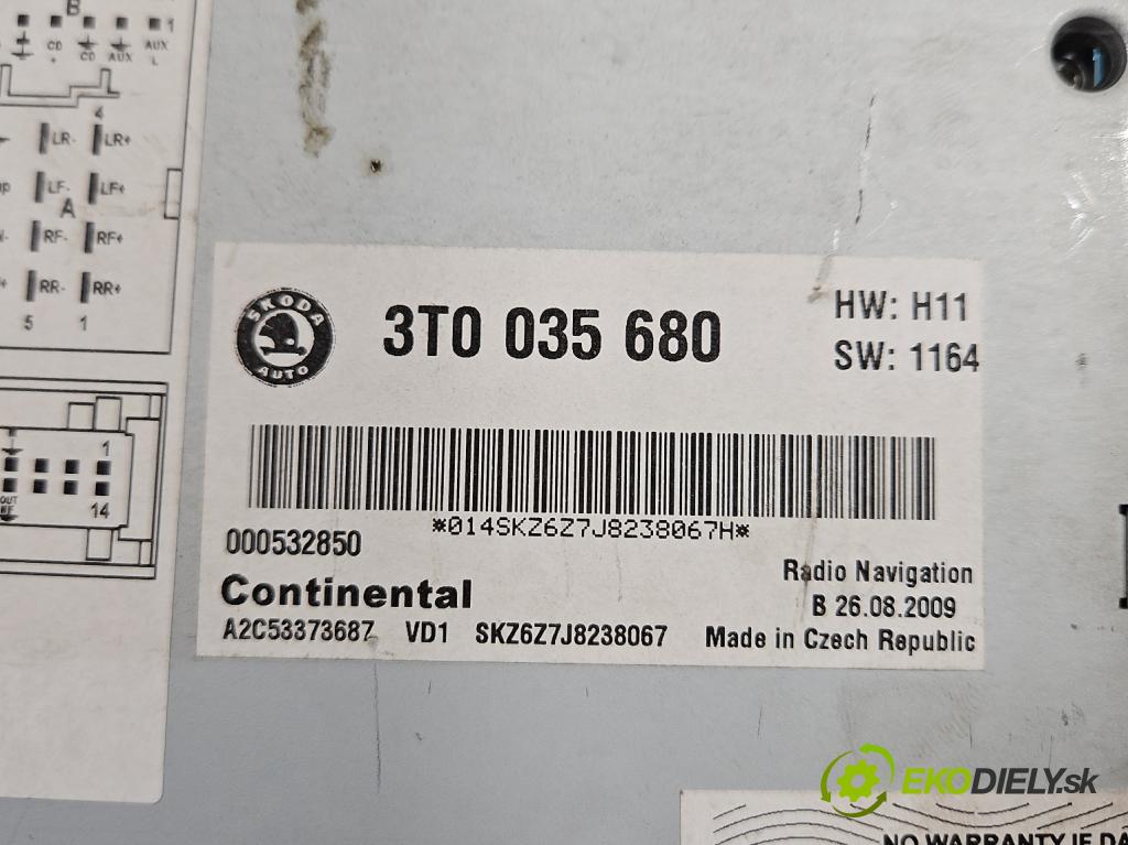 Skoda Octavia II 2004-2013 2.0 TDI 170 HP manual 125 kW 1968 cm3 5- Radio originál 3T0035680