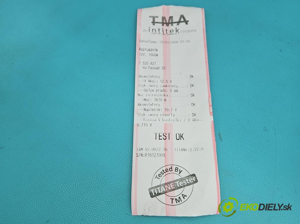 Vw Passat CC 2008-2016 2.0 TDI 140 HP manual 103 kW 1968 cm3 4- štartér 02M911024A (Štartér)