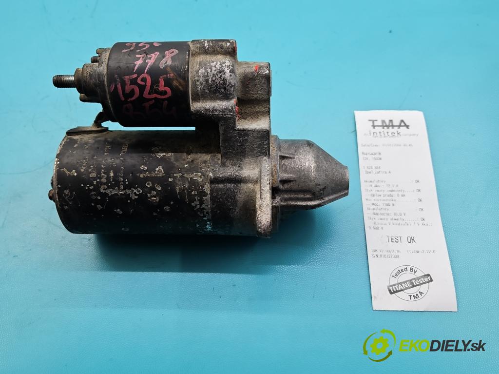Opel Zafira A 1999-2005 1.8 16V 125 hp manual 92 kW 1796 cm3 5- startér: 0001107077 (Startér)