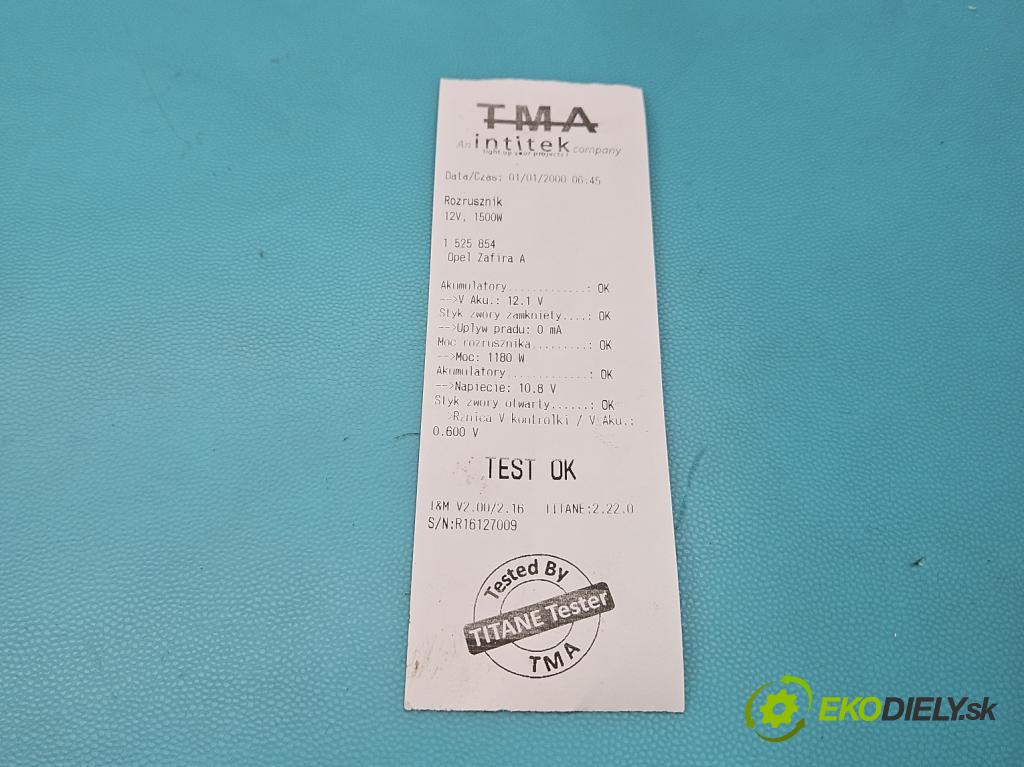 Opel Zafira A 1999-2005 1.8 16V 125 hp manual 92 kW 1796 cm3 5- startér: 0001107077 (Startér)