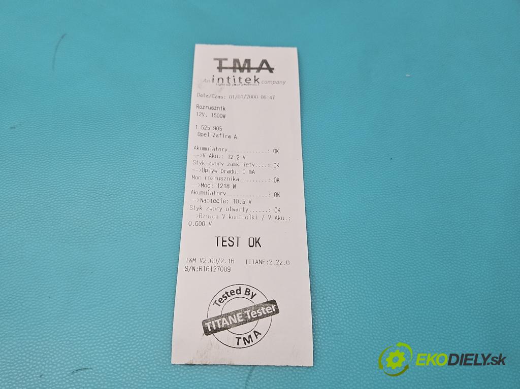 Opel Zafira A 1999-2005 1.8 16V 125 hp manual 92 kW 1796 cm3 5- startér: 0001107077 (Startér)