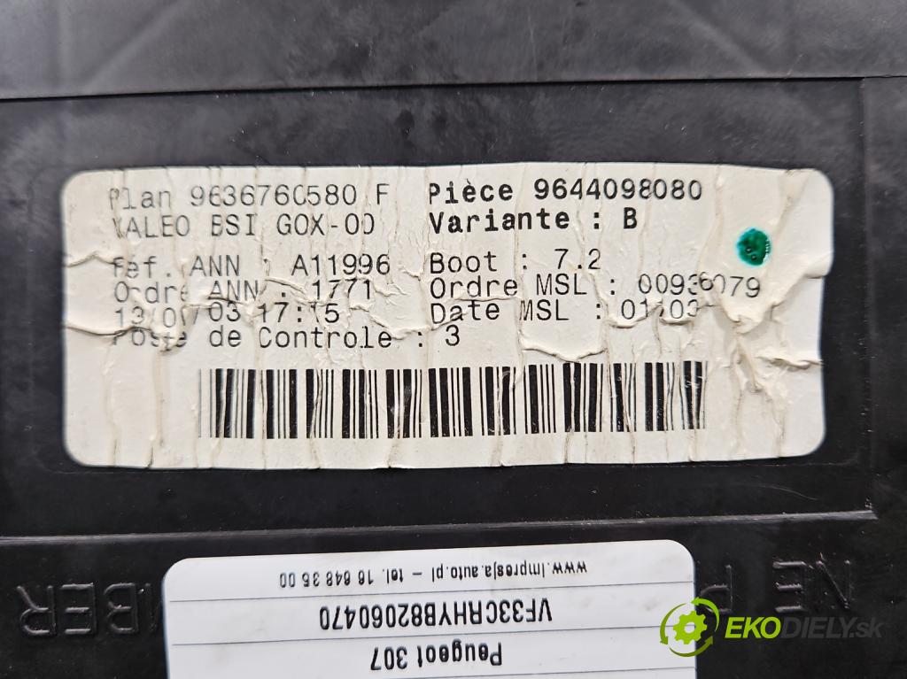Peugeot 307 2.0 HDI 107 HP manual 79 kW 1997 cm3 5- riadiaca jednotka ostatné 9644098080