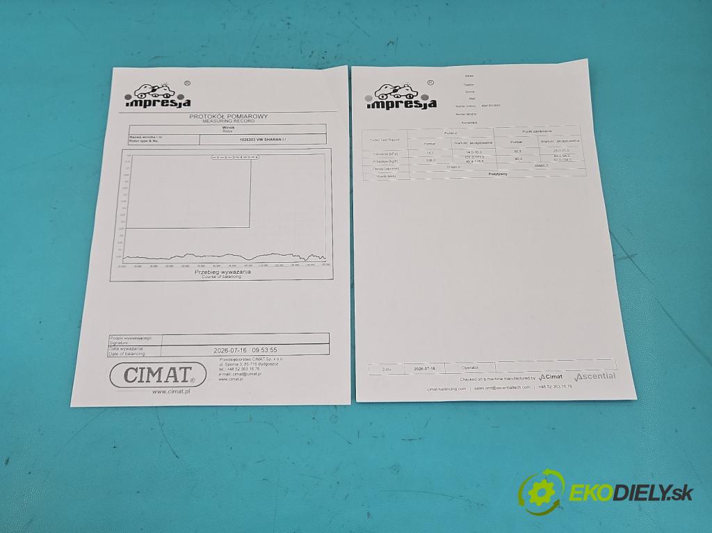 Vw Sharan I 1995-2010 1.9 TDI 110 hp manual 81 kW 1896 cm3 5- Turbodmychadlo repasováno 454183-1