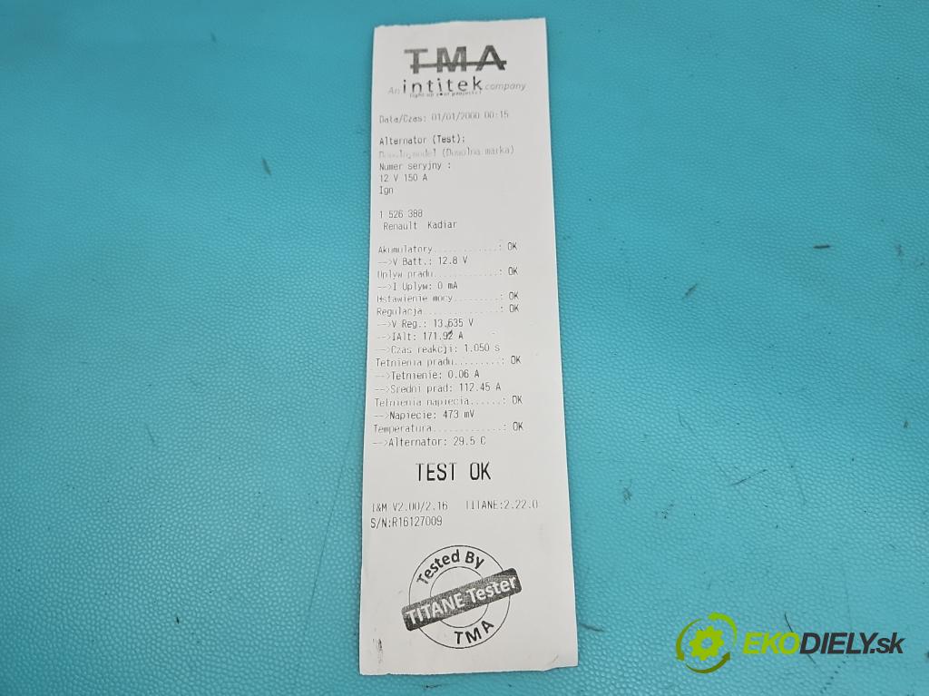 Renault Kadjar 2015-2022 1.3 140 HP automatic 103 kW 1332 cm3 5- Alternator 23100-4BE0B (Alternátor)