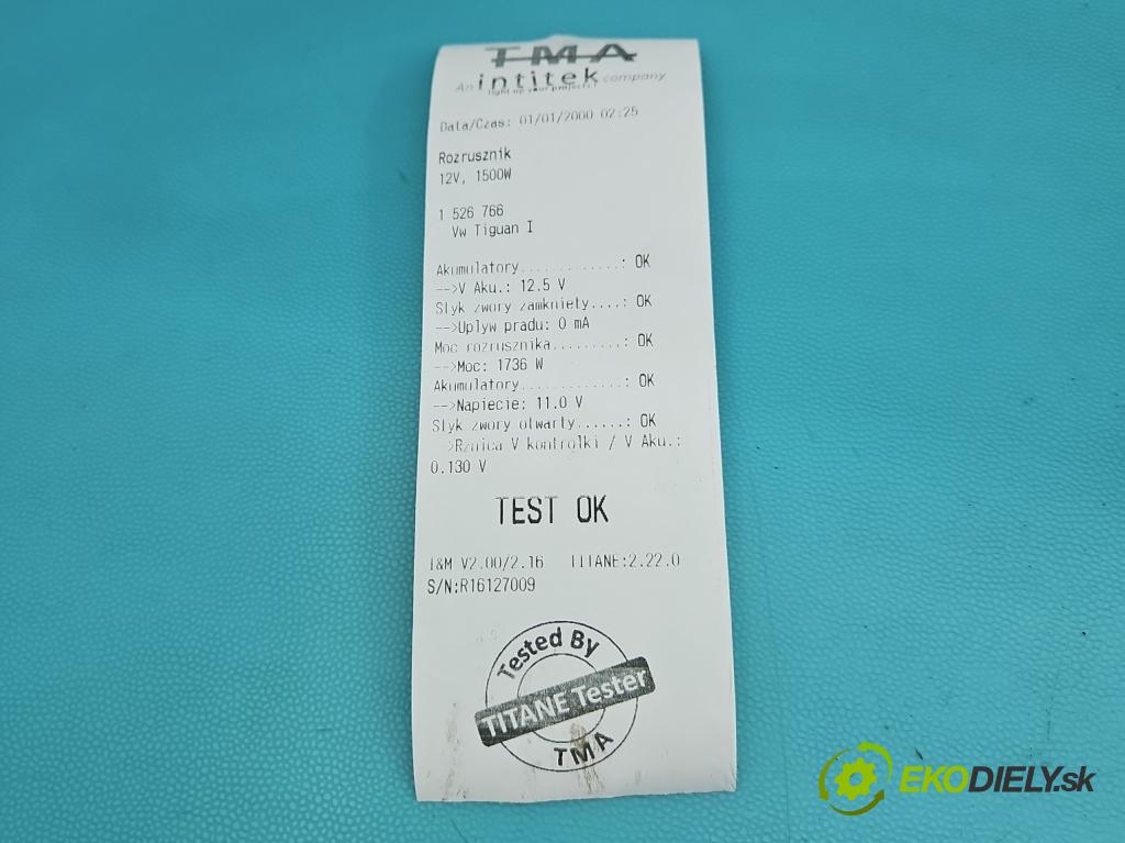 Vw Tiguan I 2007-2016 2.0 TDI 140 HP automatic 103 kW 1968 cm3 5- štartér  (Štartér)