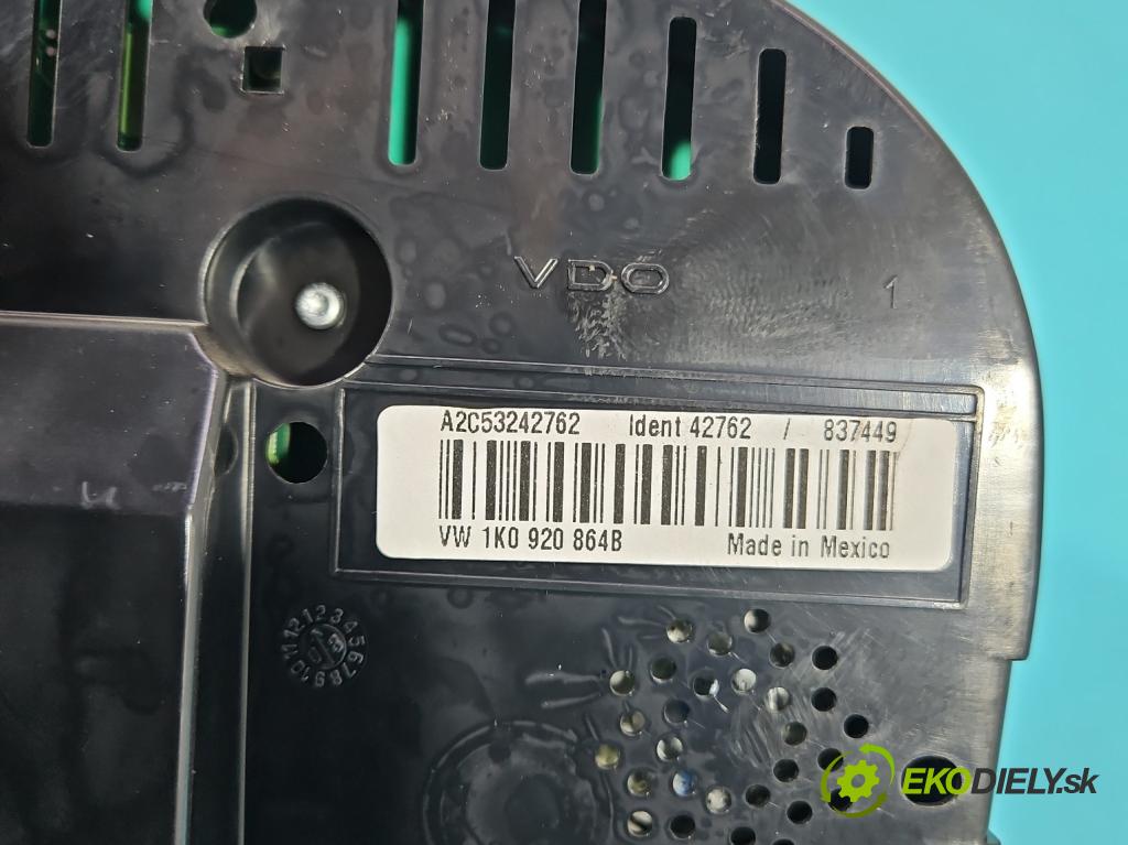 Vw Jetta V 2005-2010 2.0 tdi 140 HP manual 103 kW 1968 cm3 4- prístrojovka/ budíky 1K0920864B (Prístrojová doska)