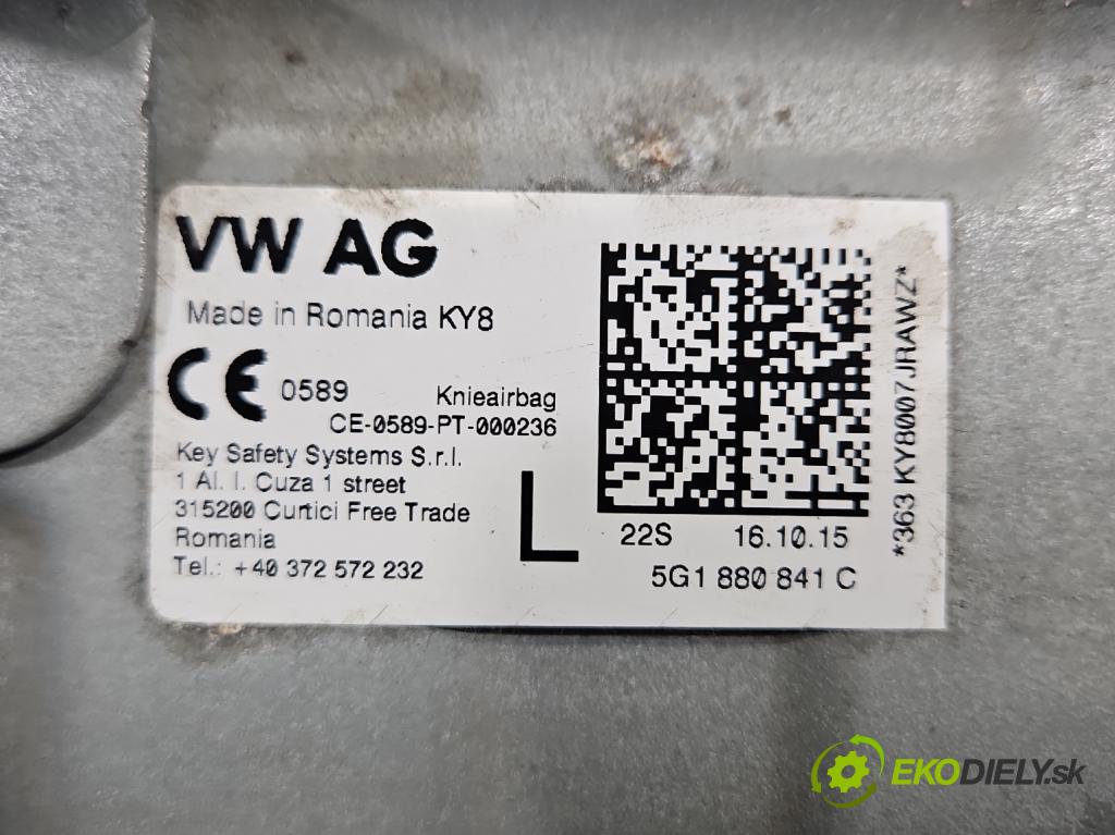 Skoda Octavia III 2013- 1.6 TDI 110 hp manual 81 kW 1598 cm3 5- Polštář: vzduch: 5G1880841C