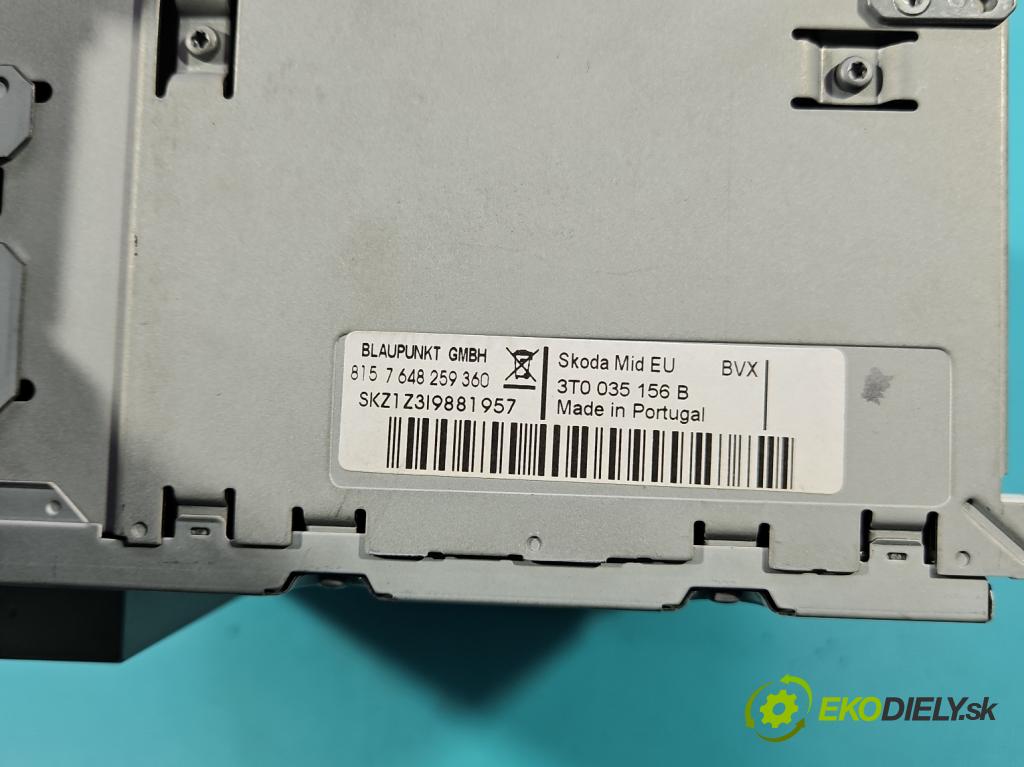 Skoda Superb II 2008-2015 2.0 TDI 170 HP automatic 125 kW 1968 cm3 5- Radio originál 3T0035156B