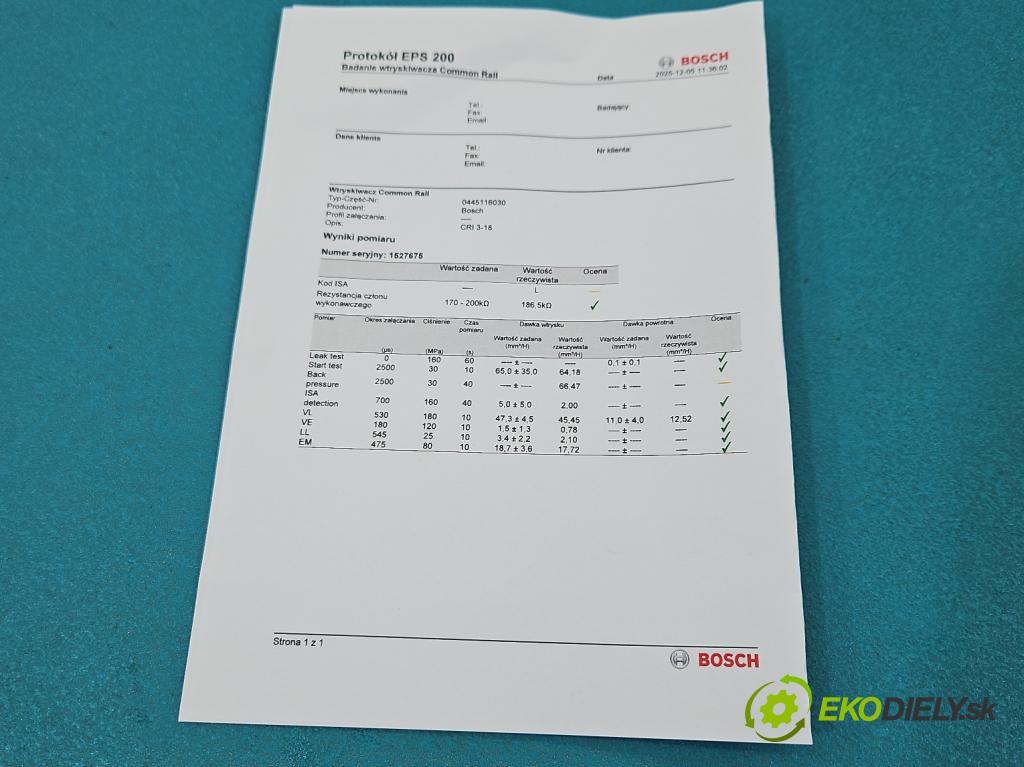 Vw Tiguan I 2007-2016 2.0 TDI 140 HP automatic 103 kW 1968 cm3 5- vstrek 0445116030 (Vstrekovač paliva)