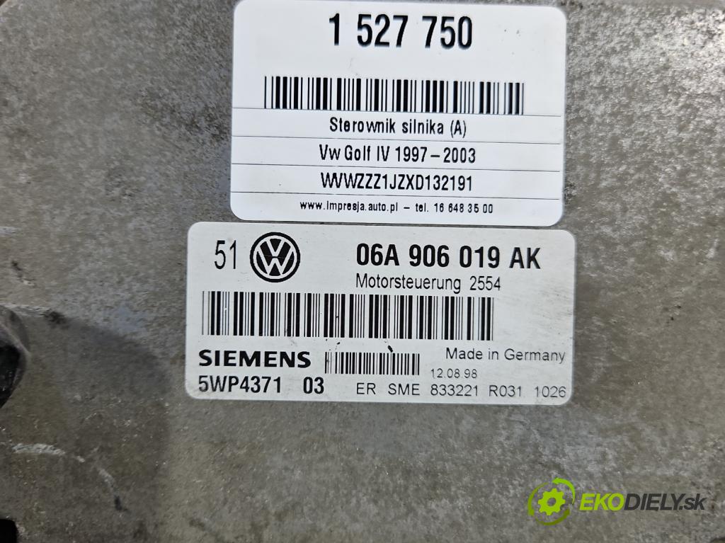 Vw Golf IV 1997-2003 1.6 SR 101 HP manual 74 kW 1595 cm3 5- riadiaca jednotka motora 06A906019AK