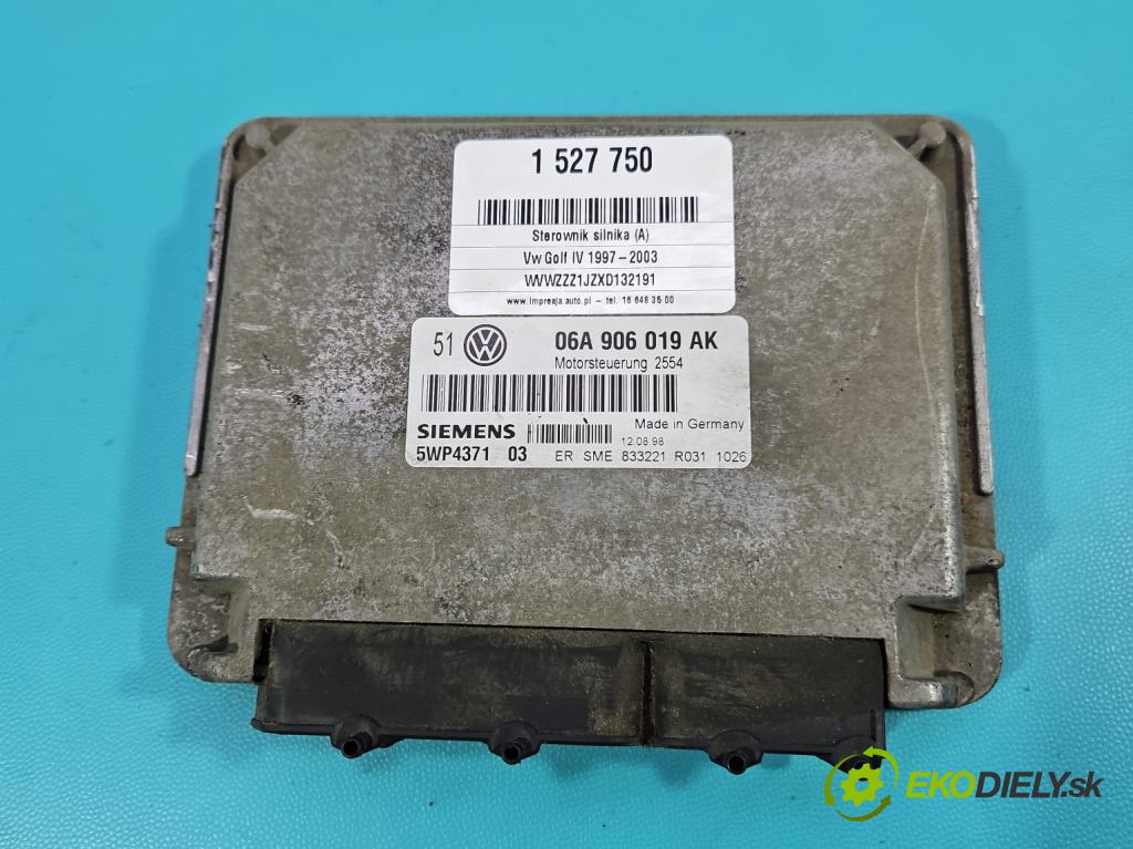 Vw Golf IV 1997-2003 1.6 SR 101 HP manual 74 kW 1595 cm3 5- riadiaca jednotka motora 06A906019AK