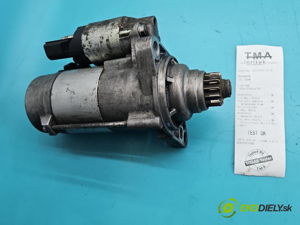 Skoda Octavia III 2013- 1.6 TDI 110 HP manual 81 kW 1598 cm3 5- štartér 02Z911024B (Štartér)
