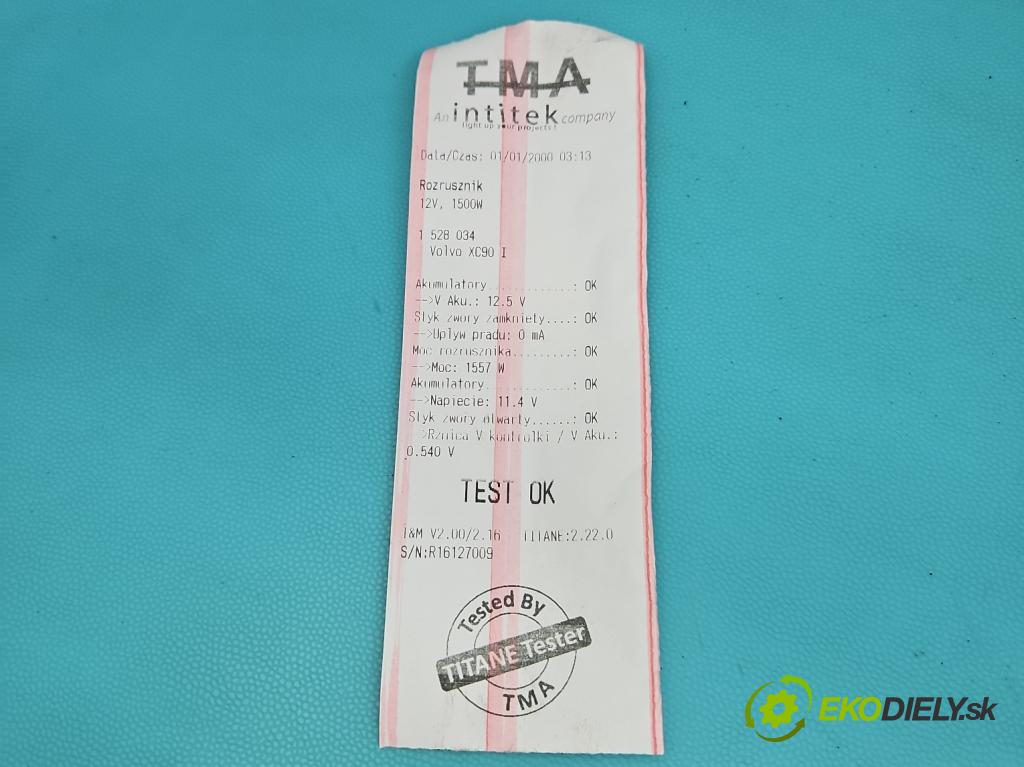 Volvo XC90 I 2002-2014 2.9 T6 272 HP automatic 200 kW 2922 cm3 5- štartér 0001115007 (Štartér)