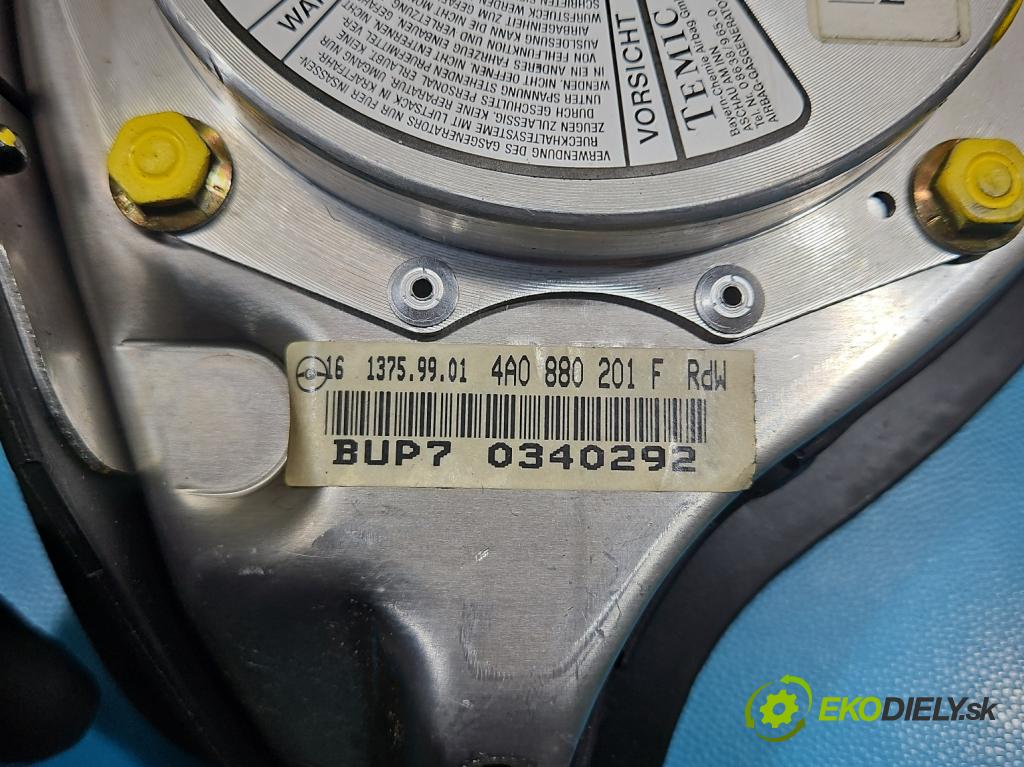 Audi A8 D2 1994-2002 4.2 V8 299KM automatic 220 kW 4172 cm3 4- airbag vzduch: Řidiči: 4A0880201F (Airbag)