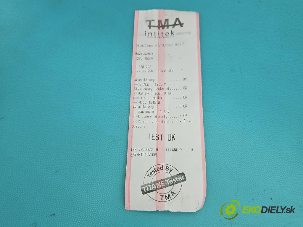 Mitsubishi Space star 1.3 16V 86 HP manual 63 kW 1299 cm3 5- štartér  (Štartér)