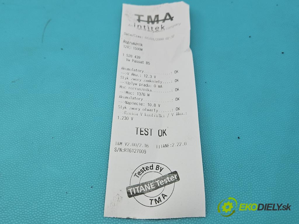 Vw Passat B5 1995-2005 1.9 tdi 110 HP manual 81 kW 1899 cm3 4- štartér 068911024 (Štartér)