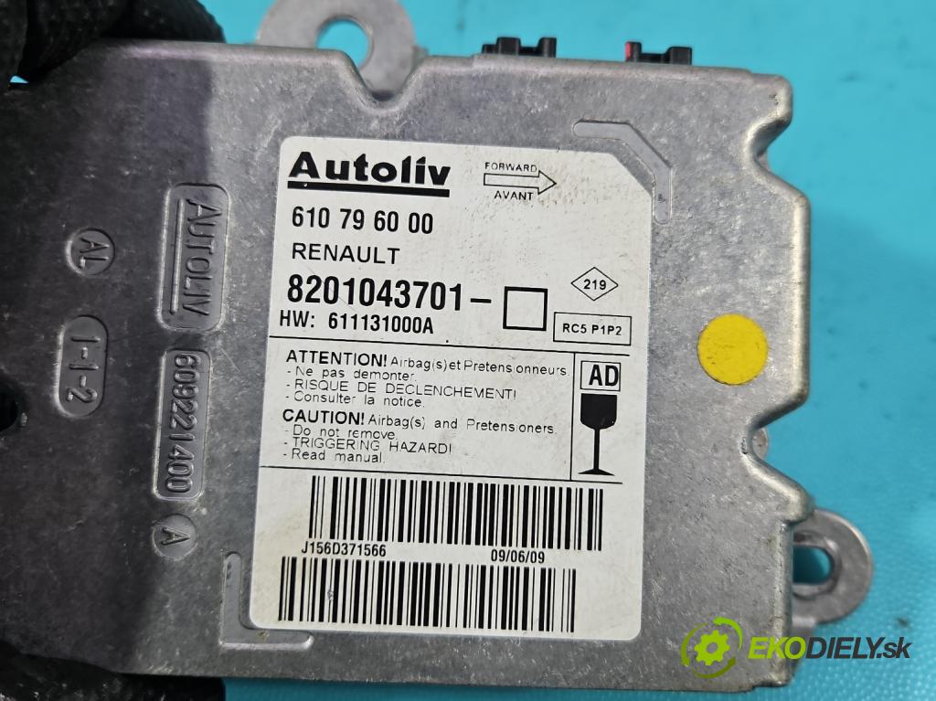 Renault Clio III 2005-2012 1.5 dci 68 hp manual 50 kW 1461 cm3 5- řídící jednotka polštáře: 8201043701