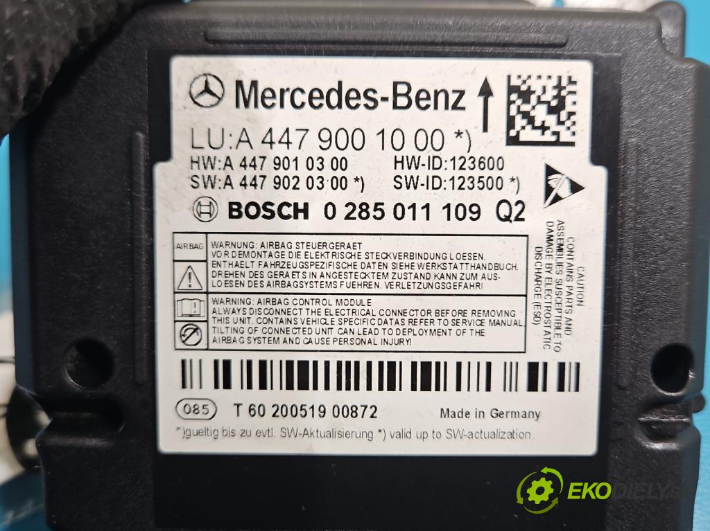 Mercedes Vito W447 2014- 1.75 cdi 102 hp manual 75 kW 1750 cm3 5- řídící jednotka polštáře: 0285011109