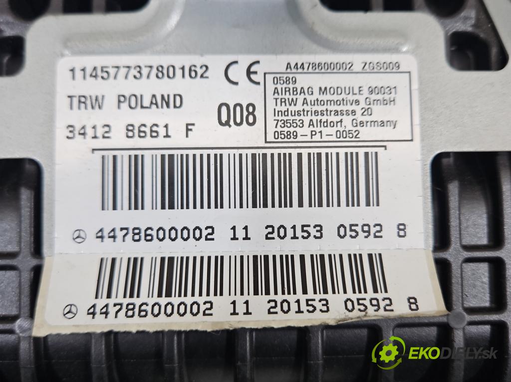 Mercedes Vito W447 2014- 1.75 cdi 102 hp manual 75 kW 1750 cm3 5- Polštář: vzduch: spolujezdce 4478600002 (Airbag)