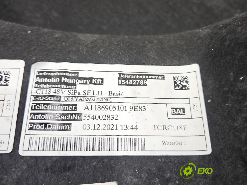 Mercedes CLA C118/X118 2019-2025 1.3b: 163 HP automatic 120 kW 1300 cm3 4- Čalounictví: kufra: ľavé A1186905101