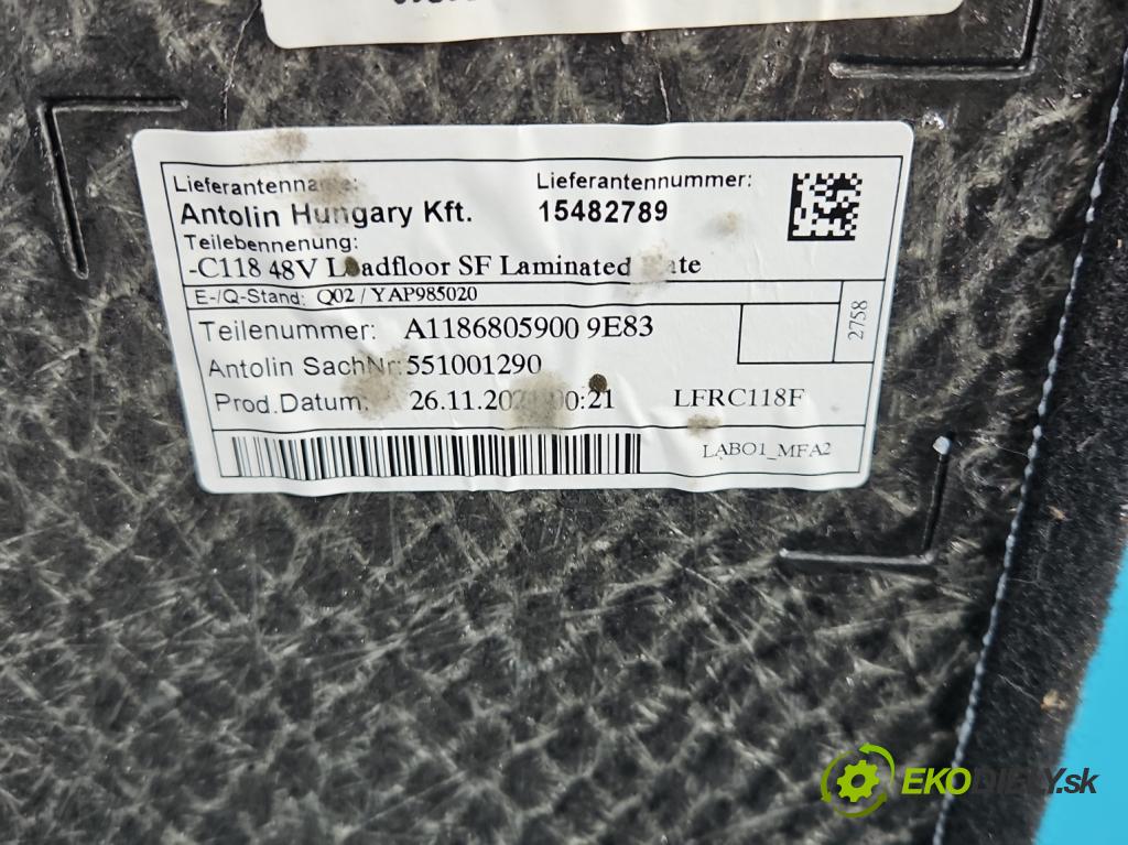 Mercedes CLA C118/X118 2019-2025 1.3b: 163 HP automatic 120 kW 1300 cm3 4- koberec do auta kufra: A1186805900