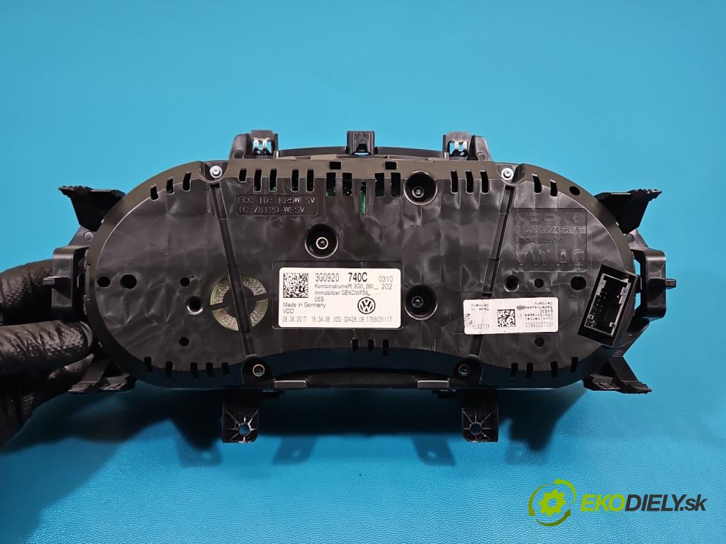 Vw Passat B8 2014 - 1.4 tsi 125 HP manual 92 kW 1395 cm3 4- prístrojovka/ budíky 3G0920740C (Prístrojová doska)