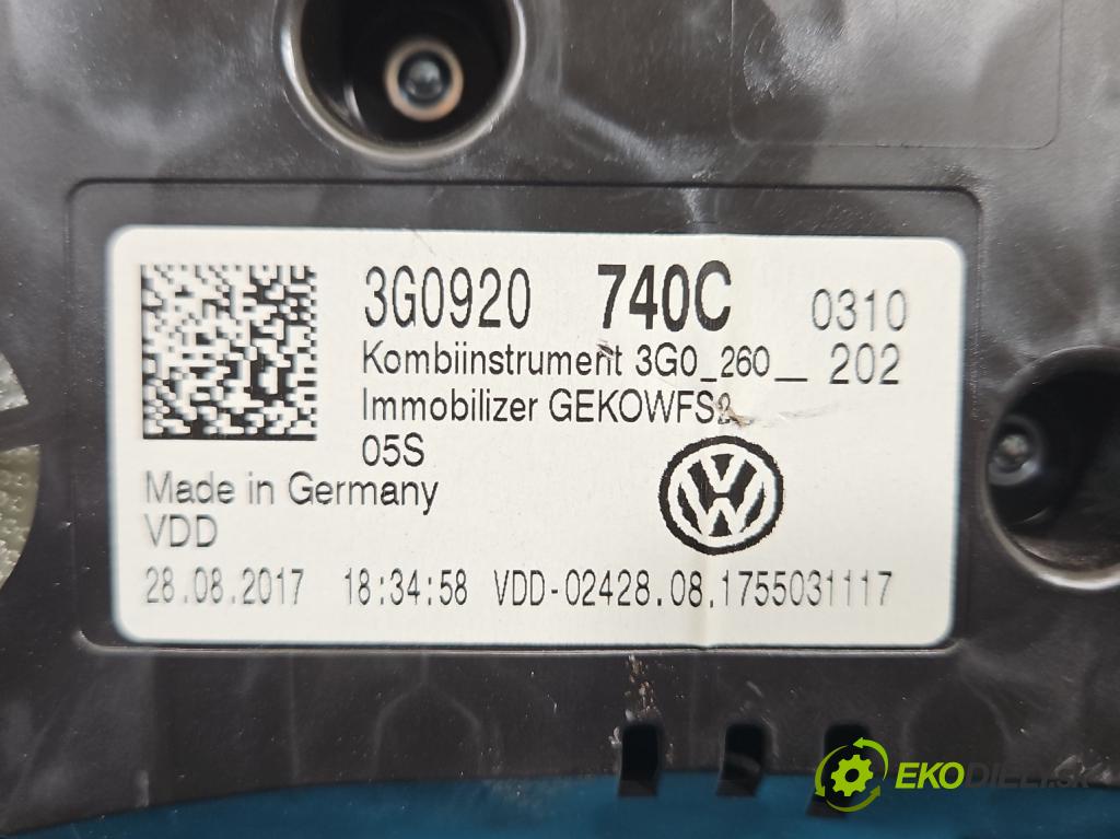 Vw Passat B8 2014 - 1.4 tsi 125 HP manual 92 kW 1395 cm3 4- prístrojovka/ budíky 3G0920740C (Prístrojová doska)