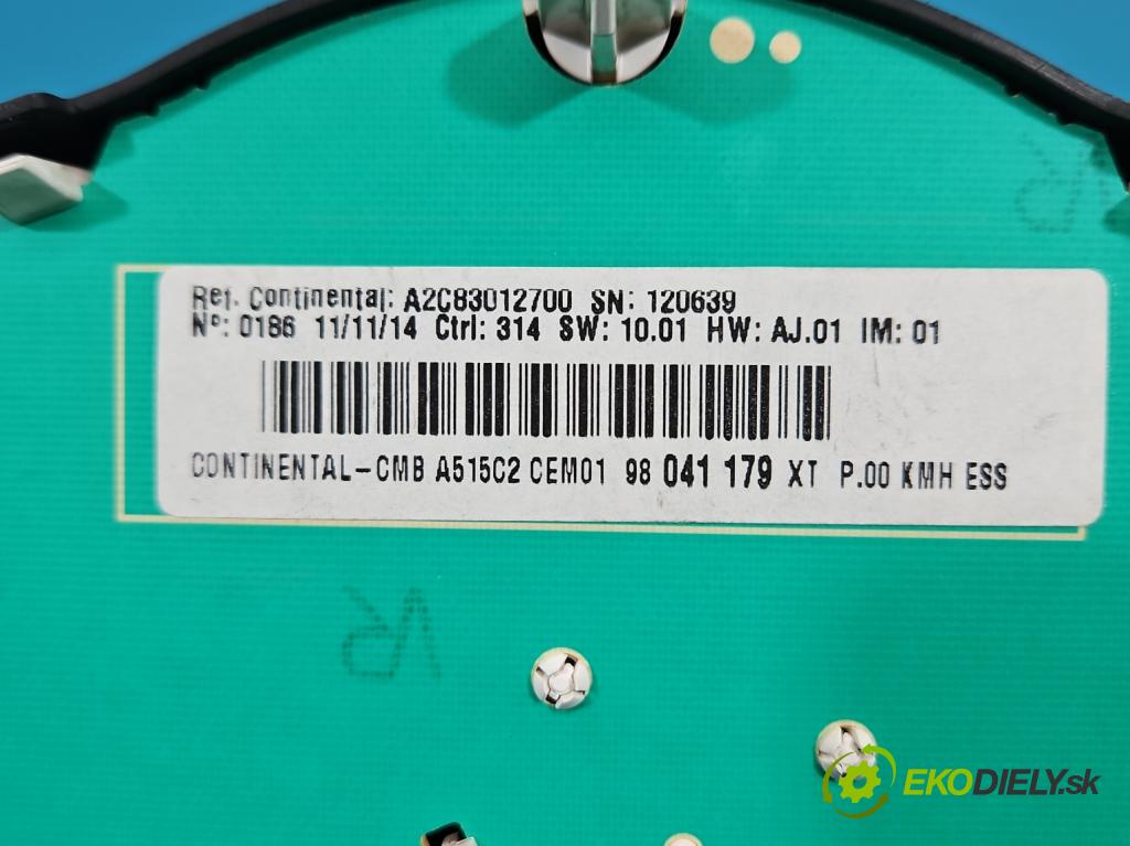 Citroen C3 II 2009-2016 1.2 Pure Tech: 82 HP manual 60 kW 1199 cm3 5- prístrojovka/ budíky 98041179XT (Prístrojová doska)