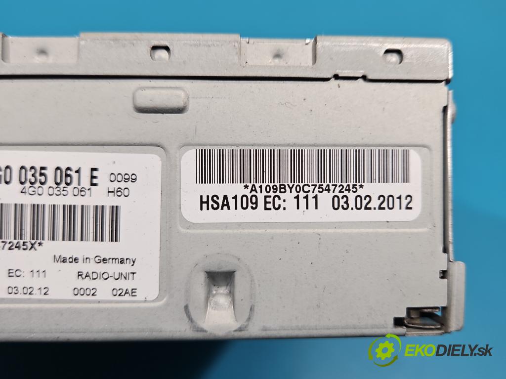 Audi A6 C7 2011-2018 3.0 TDI 204 HP automatic 150 kW 2967 cm3 5- riadiaca jednotka ostatné 4G0035061E
