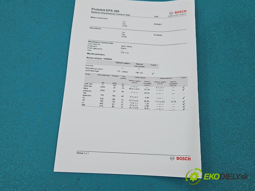 Skoda Superb II 2008-2015 2.0 TDI 170 HP automatic 125 kW 1968 cm3 5- vstrek 0445116030 (Vstrekovač paliva)