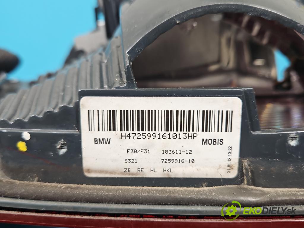 Bmw 3 F30 2011-2018 2.0d 184hp manual 135 kW 1995 cm3 5- svetlo / reflektor zadné pravé 7259916 (Kľučka dverí ostatné)