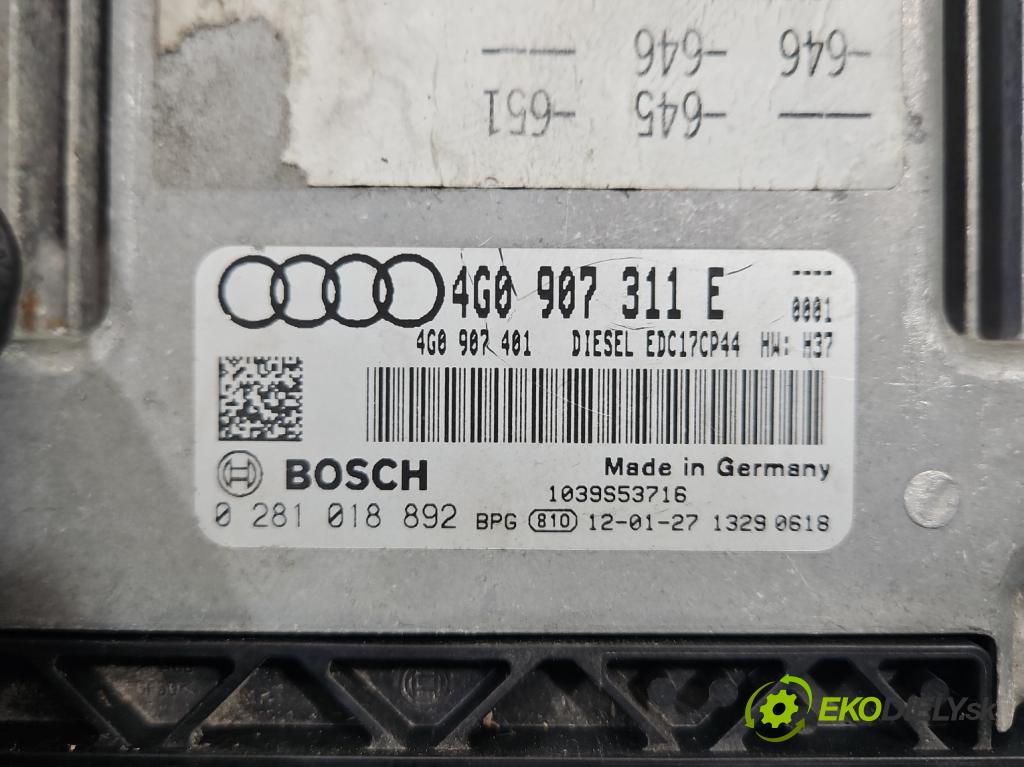 Audi A6 C7 2011-2018 3.0 TDI 204 HP automatic 150 kW 2967 cm3 5- riadiaca jednotka motora 4G0907401