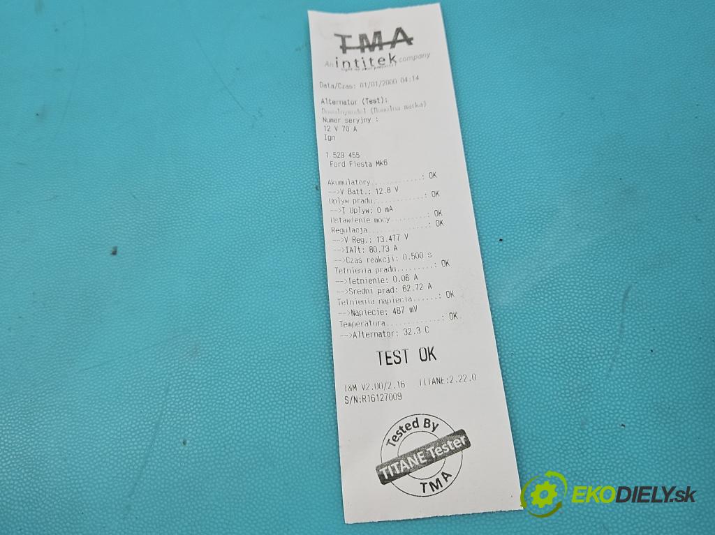 Ford Fiesta Mk6 2002-2008 1.4 16v 80 HP manual 59 kW 1388 cm3 3- Alternator 2S6T-10300-CB (Alternátor)