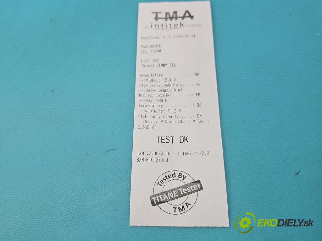 Suzuki JIMNY III 1998-2018 1.3 16V VVT 80 hp manual 59 kW 1298 cm3 3- startér: 31100-8303 (Startér)