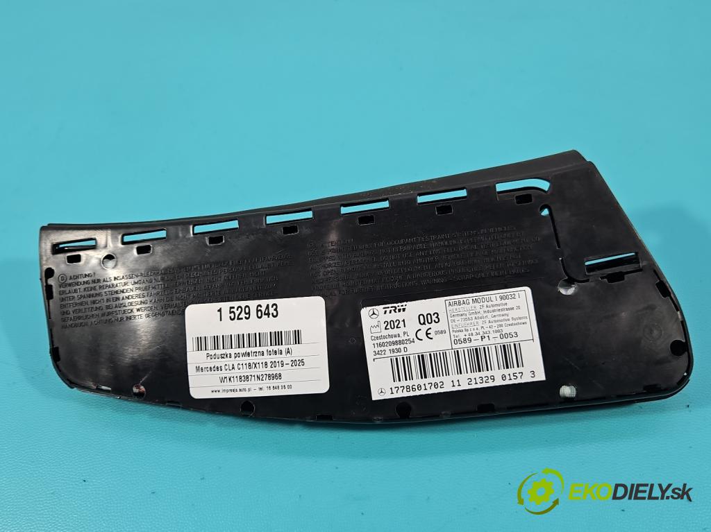 Mercedes CLA C118/X118 2019-2025 1.3b: 163 HP automatic 120 kW 1300 cm3 4- airbag vzduch: kreslo: 1778601702