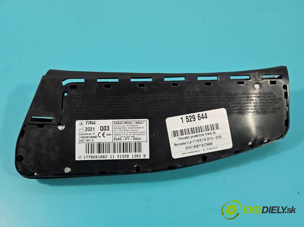 Mercedes CLA C118/X118 2019-2025 1.3b: 163 HP automatic 120 kW 1300 cm3 4- airbag vzduch: kreslo: 1778601802
