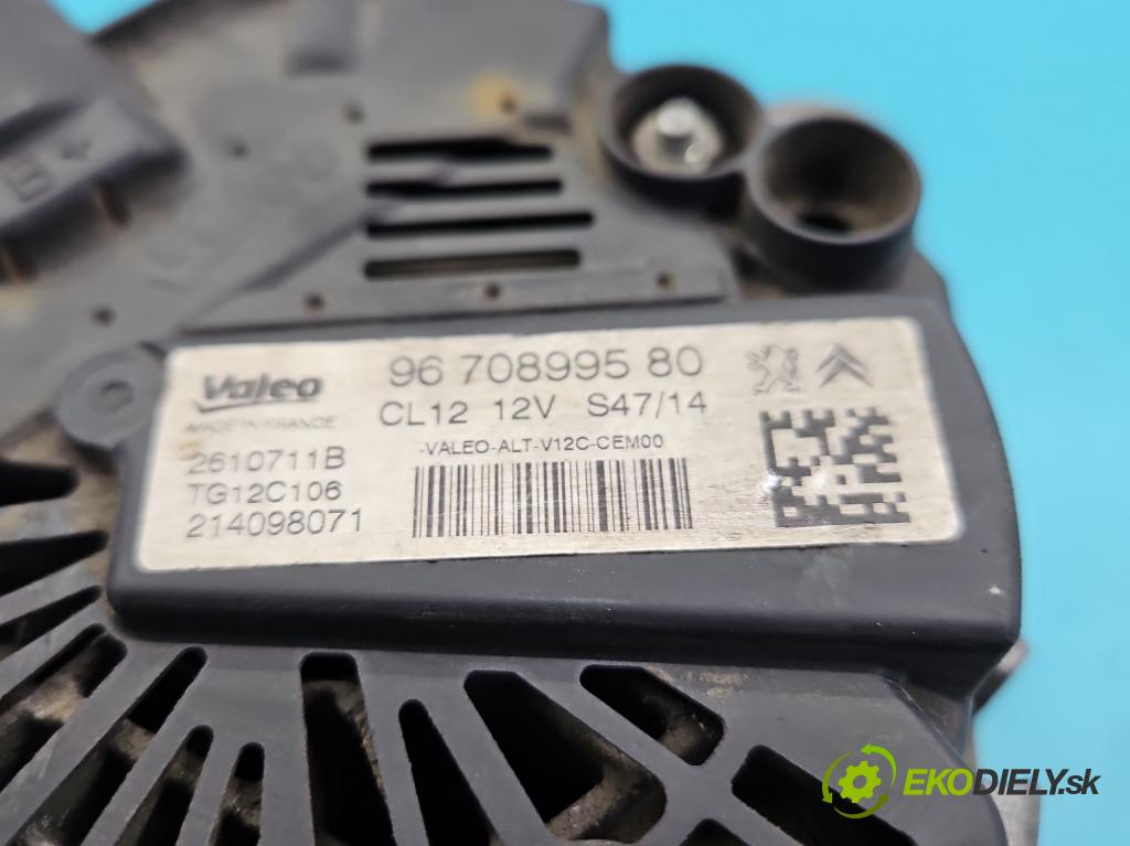 Citroen C3 II 2009-2016 1.2 Pure Tech: 82 HP manual 60 kW 1199 cm3 5- Alternator 9670899580 (Alternátor)