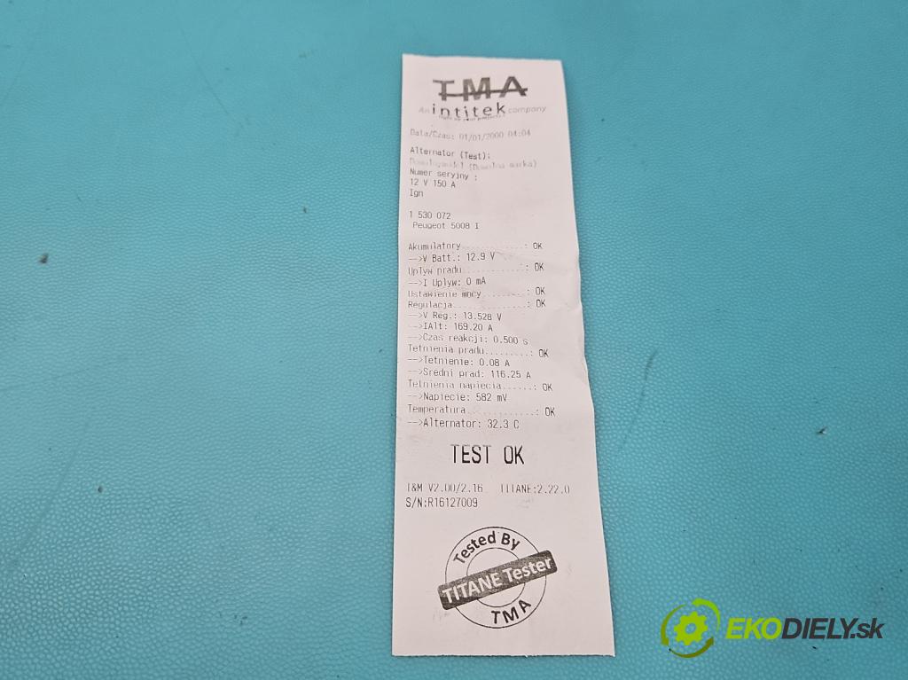 Peugeot 5008 I 2009-2017 2.0 HDI 150 HP manual 110 kW 1997 cm3 5- Alternator 9664779680 (Alternátor)