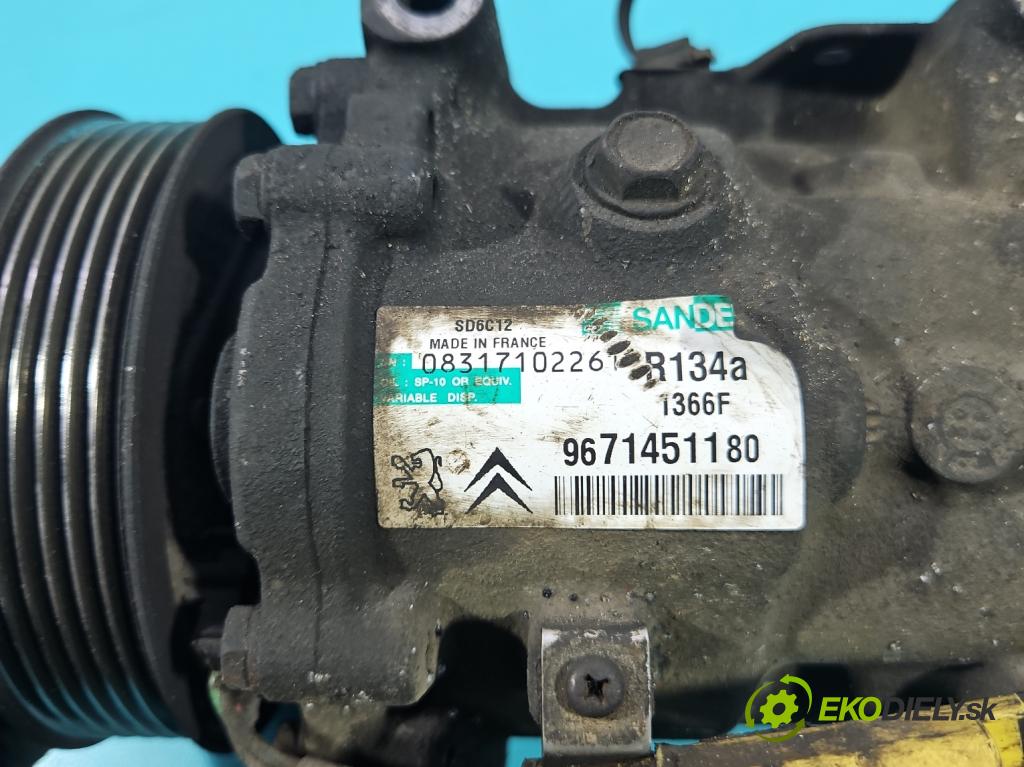 Peugeot 508 I 2010-2018 2.0 HDI 163 HP manual 120 kW 1997 cm3 5- Kompresor: klimatizácie 9671451180 (Kompresor klimatizácie)