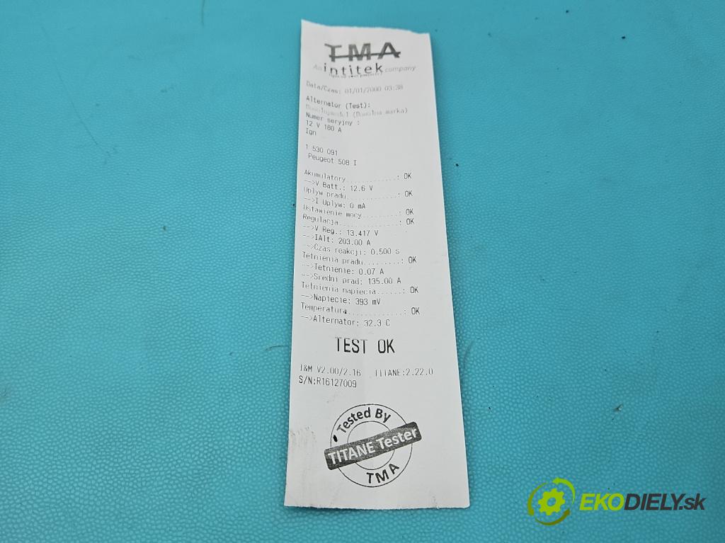 Peugeot 508 I 2010-2018 2.0 HDI 163 hp manual 120 kW 1997 cm3 5- Alternator 9678049480 (Alternátor)