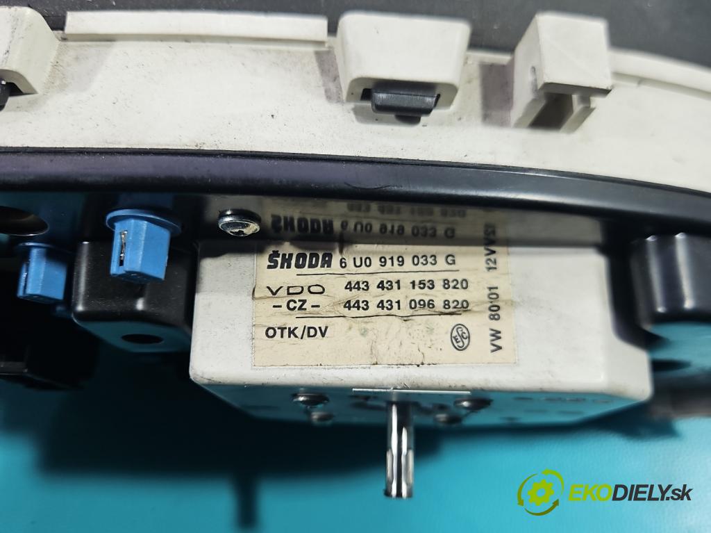 Skoda Felicia 1.3 mpi 54 HP manual 40 kW 1289 cm3 5- prístrojovka/ budíky 6U0919033G (Prístrojová doska)