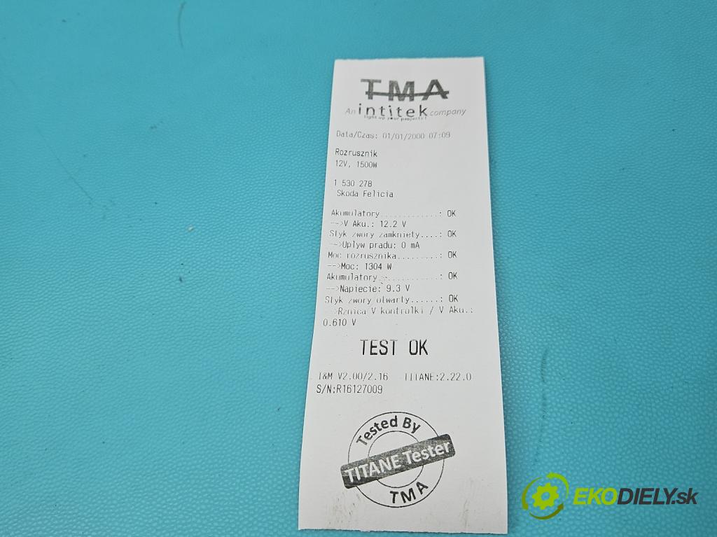 Skoda Felicia 1.3 mpi 54 HP manual 40 kW 1289 cm3 5- štartér  (Štartér)