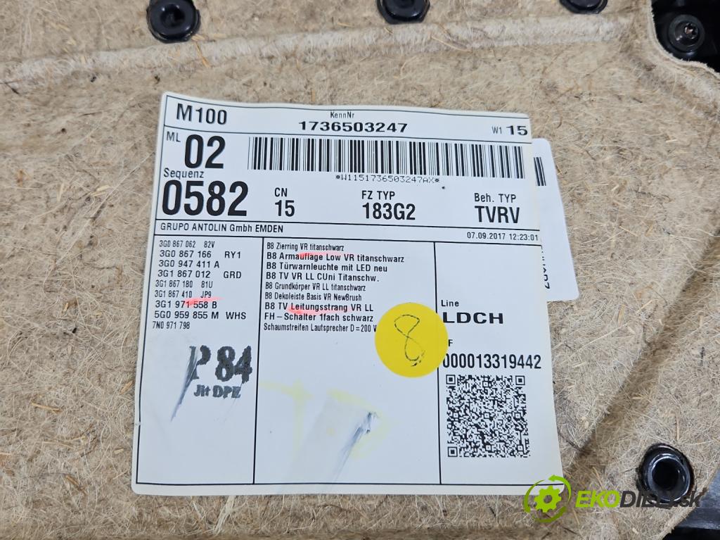 Vw Passat B8 2014 - 1.4 tsi 125 HP manual 92 kW 1395 cm3 4- Čalounictví: dvere predné pravé 3G1867410